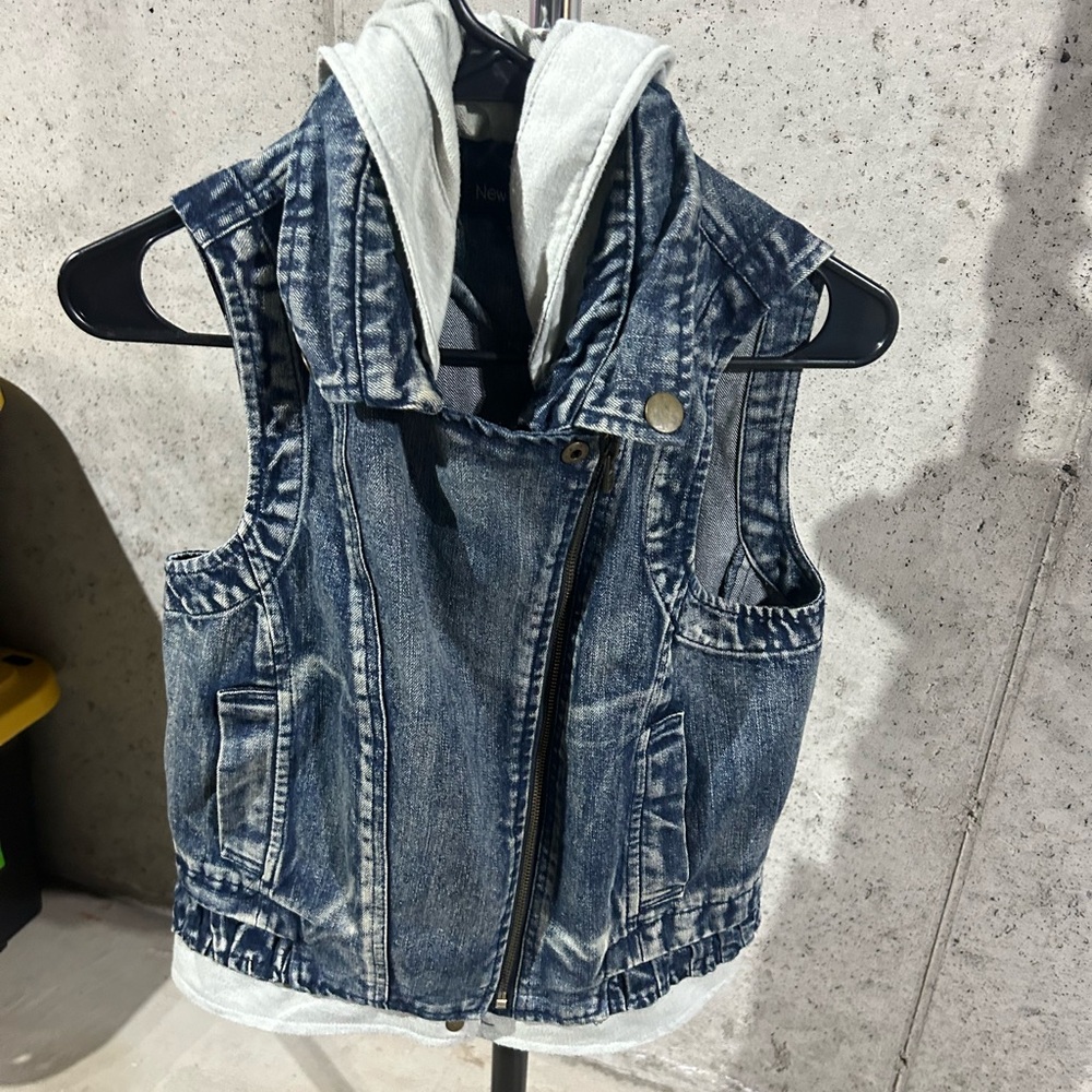 Hooded Jean Jacket Vest